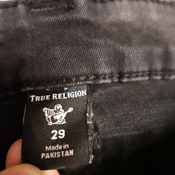 True Religion Halle Jeans Women’s 29 Black Mid Rise Super Skinny Denim - Picture 3 of 14